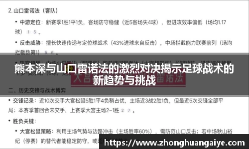 熊本深与山口雷诺法的激烈对决揭示足球战术的新趋势与挑战